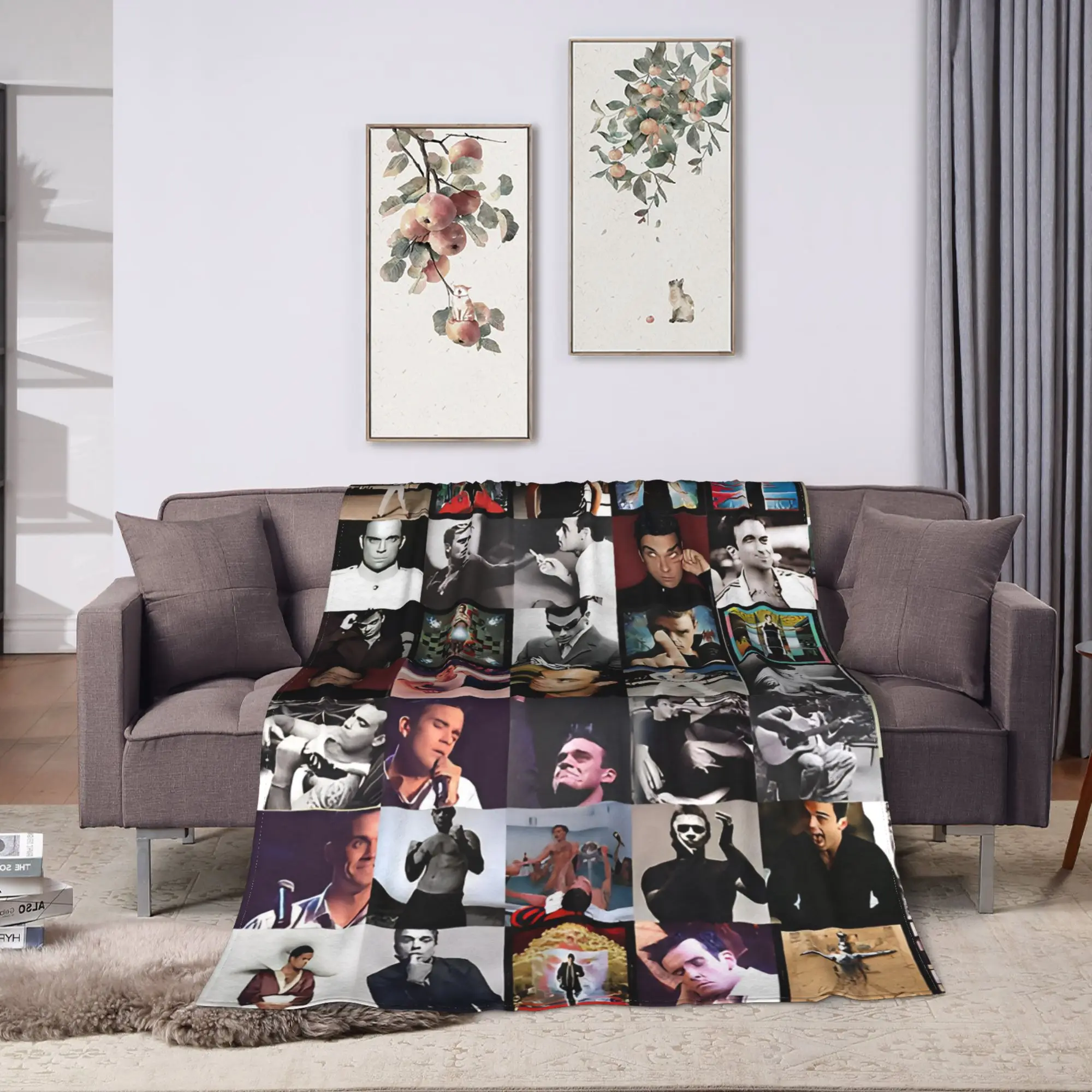 Robbie Williams Tour Flannel Blankets  Soft Durable Throw Blanket for Bedroom Airplane Travel Aesthetic Bedspread Sofa Bed Cover