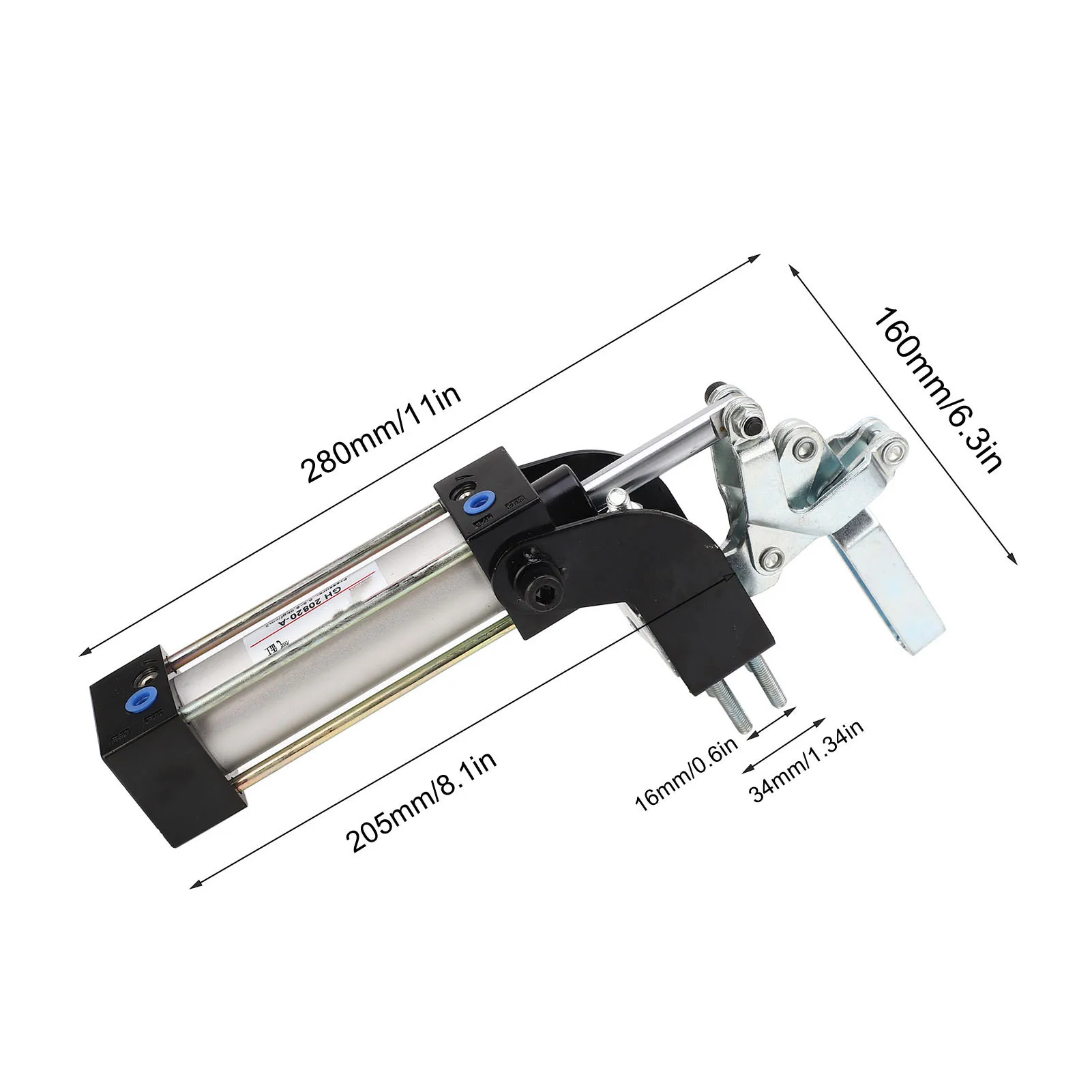 هوائي اضغط باستمرار المشبك 80 درجة افتتاح 100 كجم قوة لقط G1/8in اسطوانة تركيبات هوائية