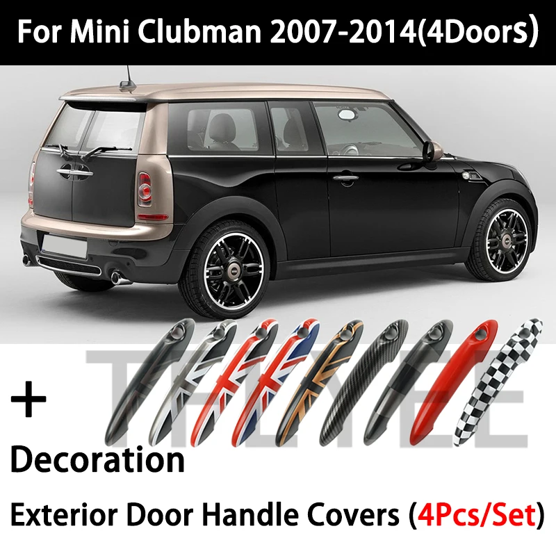 Carbon Fiber Pattern Door Handle Covers For Mini Cooper One D S JCW R55 Clubman 2007-2014 4Doors Car Styling Accessories