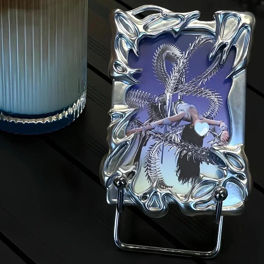 Y2K Mirror Electroplating Photocard Frame, Irregular Kpop Idol Card Holder