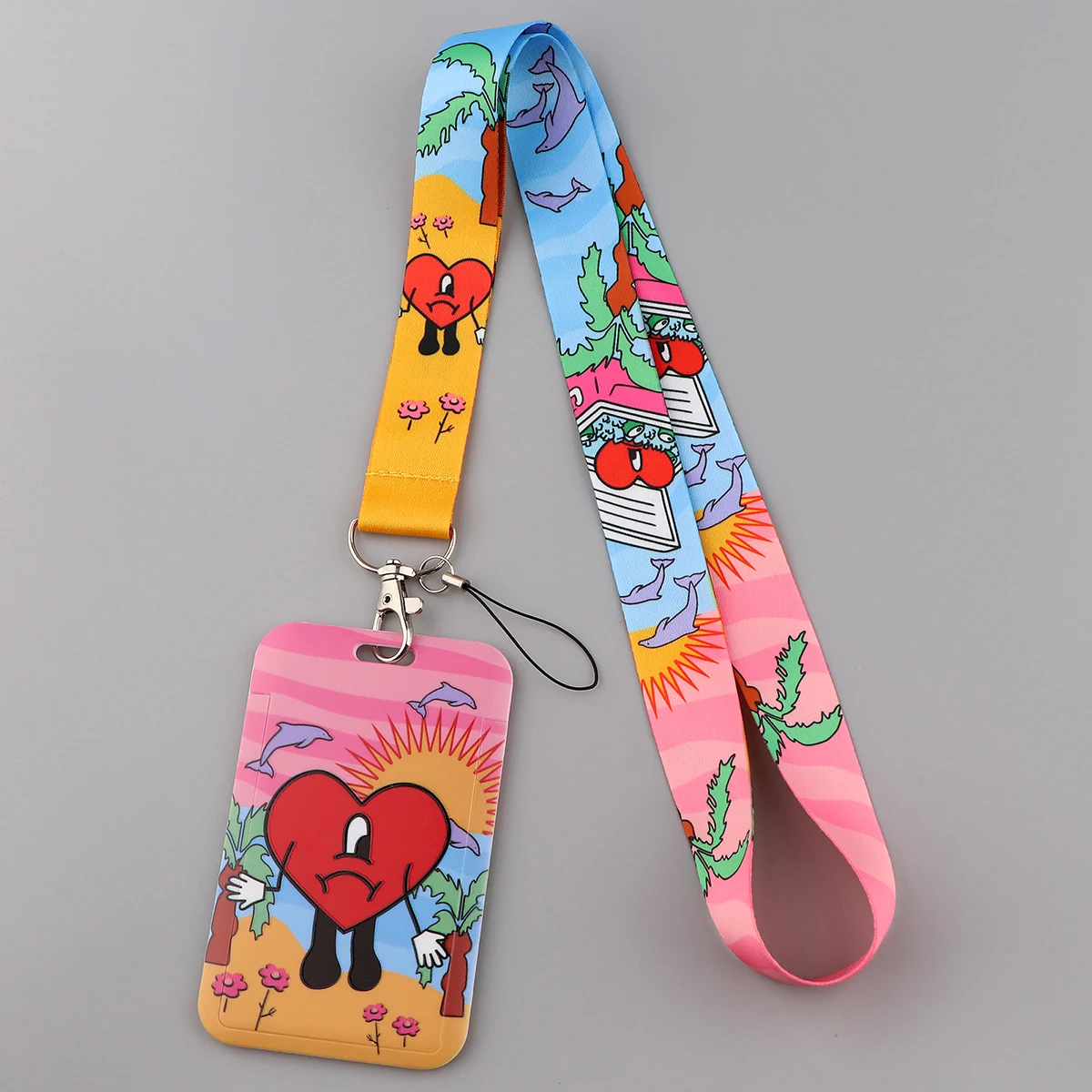 Cute Heart Lanyard Keychain For Car Keys Keyrings Student Campus ID Badge Holder Cute Bank Bus Business Card Cover Lanyard