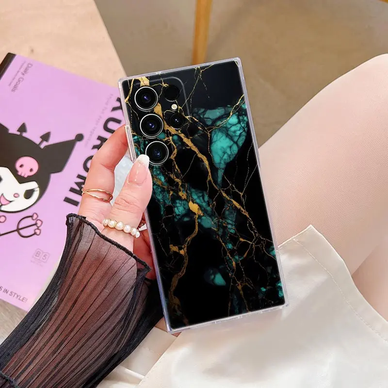 Modne etui na telefon z marmurowym wzorem dla Samsung S24 S23 Ultra 5G S22 S20 S10 Plus S21 FE Clear Cases Cover Galaxy S24Ultra Fundas — zdjęcie 4