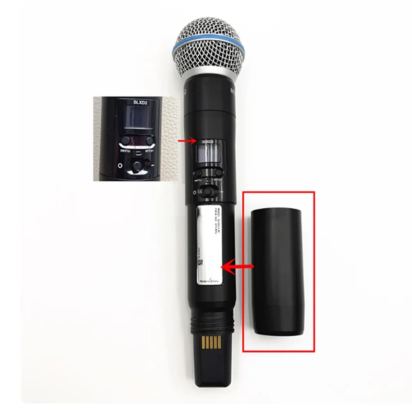 Cubierta inferior de micrófono de mano inalámbrico, cubierta de Base trasera de tubo trasero para SHURE SLXD2/BETA58A/ SLXD24/ SM58, 1 ud.
