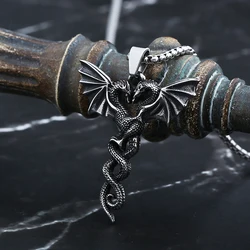2024 New  316L Stainless Steel Double Dragon Necklace Men and Women Lucky Choker Sweater Chain Animal Jewelry