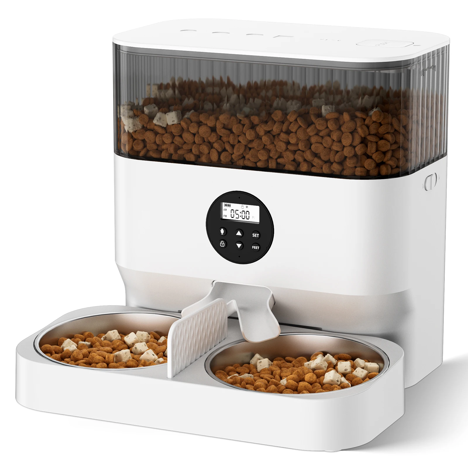 Smart Stainless Steel Pet Bowls Feeders Dual Power Supply Removable 5L Automatic Pet Food Feeder