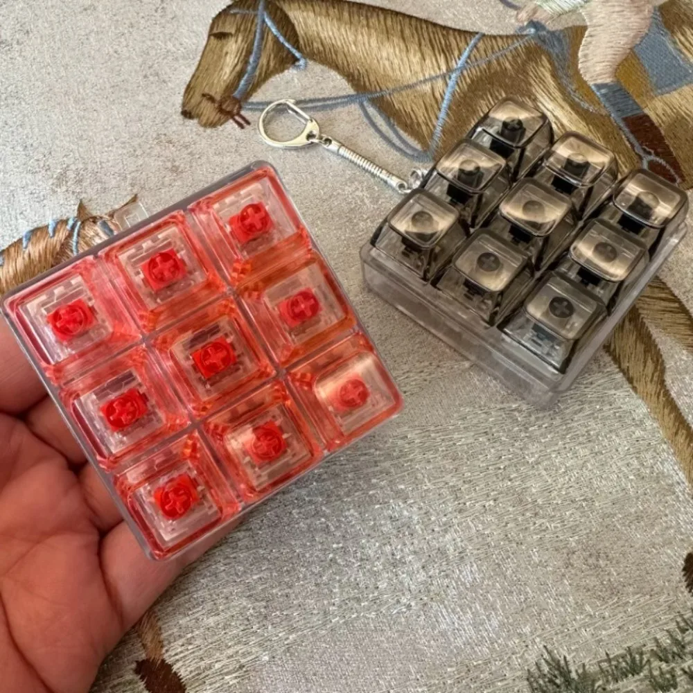 New DIY Keyboard Fidget Keychain Keycap Keys Button Finger Keyboard Cap 9Keys Pass The Time Clicker Toy Adult