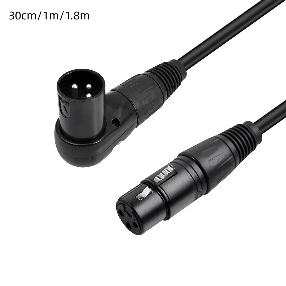 Right Angle XLR Male To Female 3Pin Mic Cord Mixer Microphone Speaker Power Amp Right Angle XLR Male To Female 3 Pin Mic Cord