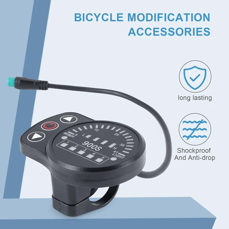 KT-900S E-Bike LED Display Meter Waterproof Connector Display Code Table Universal 24V/36V/48V Electric Bike Intelligent Control