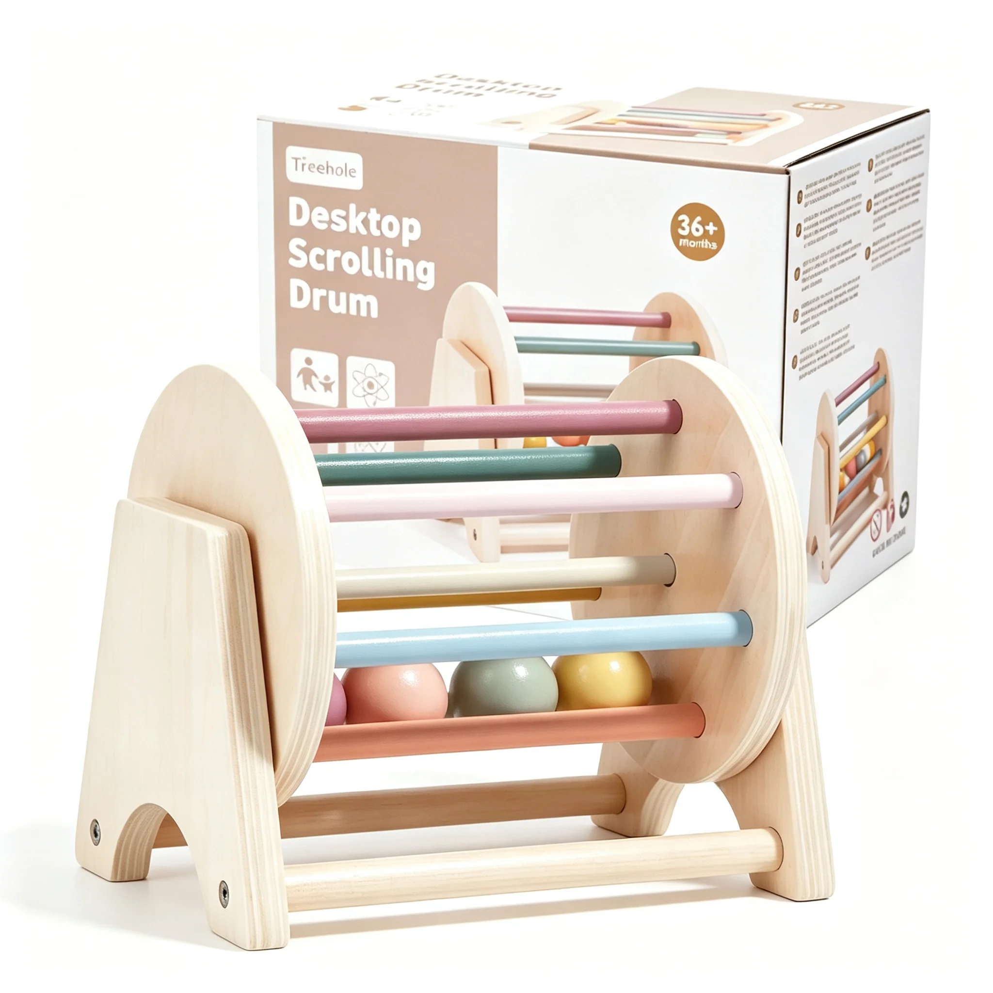 Juego de batería rodante de madera Montessori, juguetes educativos coloridos con bolas de rompecabezas para música y coordinación temprana, regalos ideales