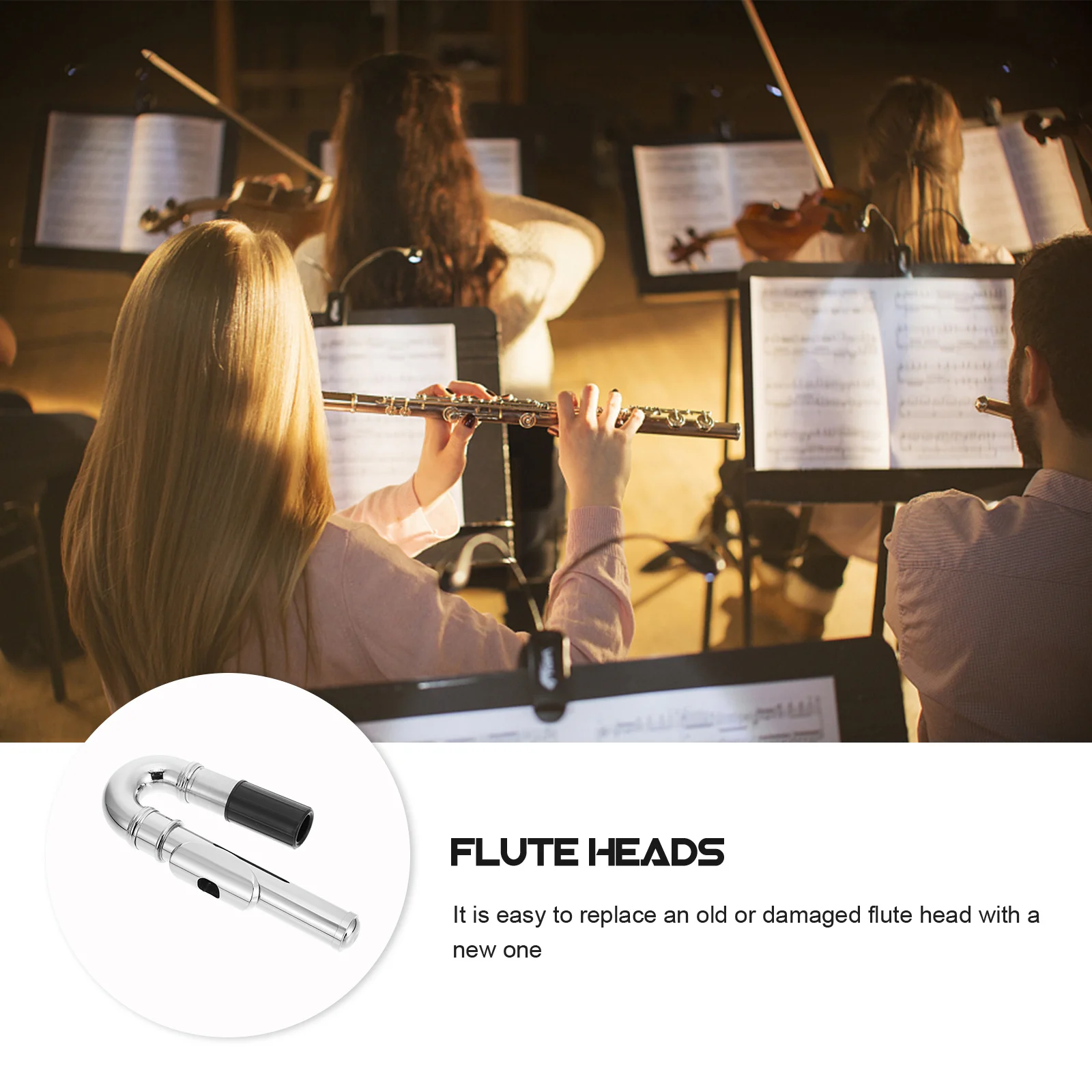 

1Pcs Exquisite Flute Head Nickel-Plated Silver Durable Replacement Accessory Easy to Replace Replacement Durable Manual