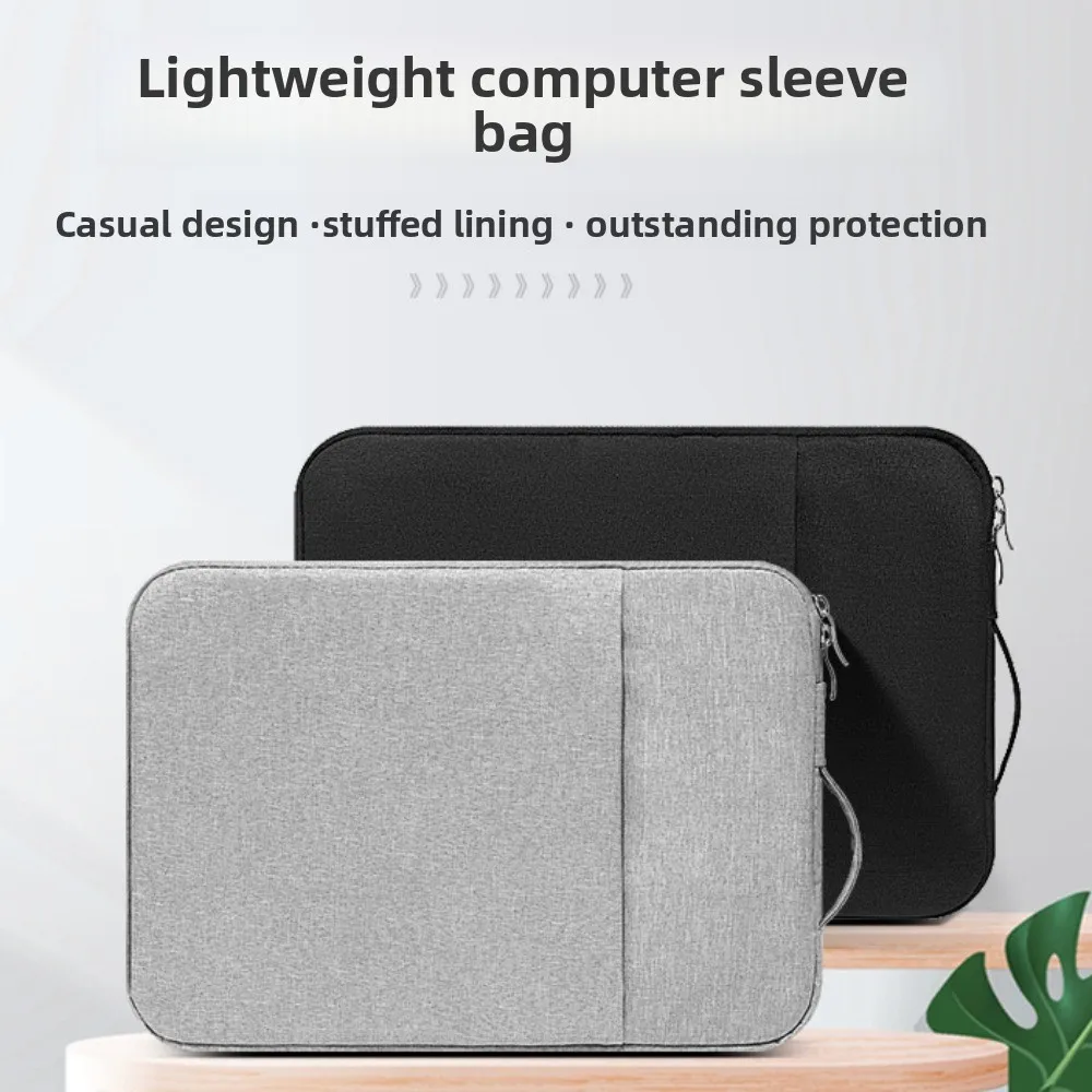 

With Handle Portable Laptop Bags Waterproof Lightweight Laptop Case Dual Zipper Soft Material Notebook Sleeve Office Use