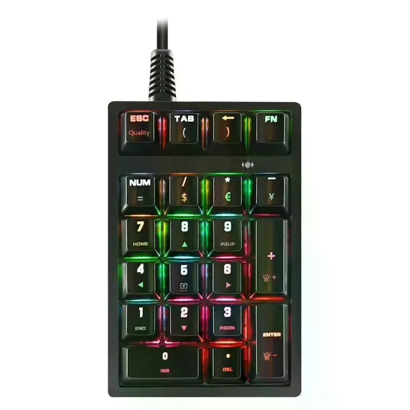 Wired Mechanical Numeric Keypad 21 Key Mini USB Number Pad Driver Free Plug Play for Laptop Desktop Home Office Use
