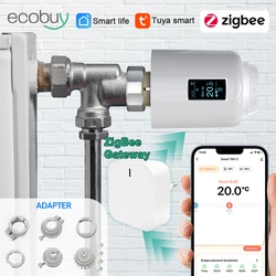 Tuya ZigBee 3.0 TRV Thermostat  Radiator Actuator Valve Smart Programmable Temperature Controller Alexa Google Voice Control