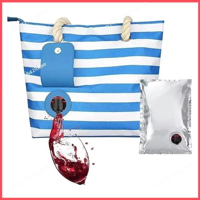 حقيبة حمل النبيذ B52C، محفظة حقائب تبريد النبيذ على الشاطئ كهدية للسفر، حامل النبيذ المعزول المقاوم للتسرب مع صنبور #4