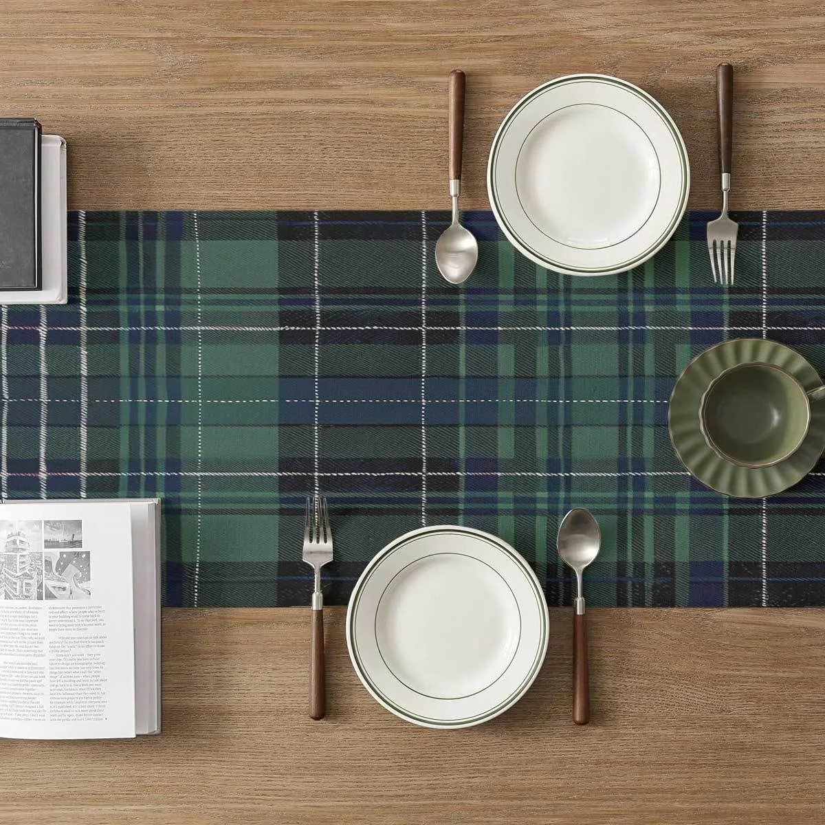 Classic Plaid Christmas Dining Table Runner Linen Fabric Durable For Xmas Holiday Party Daily Home Dining Decor