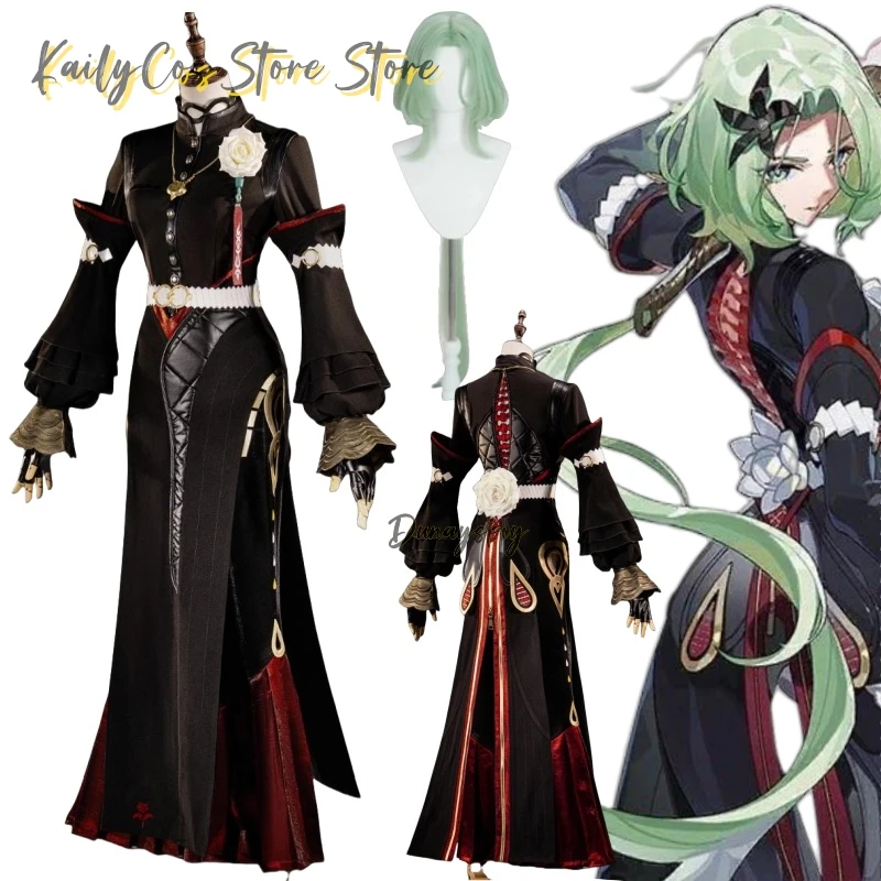 

Game Zenless Zone Zero Isolde Cosplay Anime Costume Sexy Long Military Punk Uniform Dress Green Y2K Long Wig Christmas Party Cos