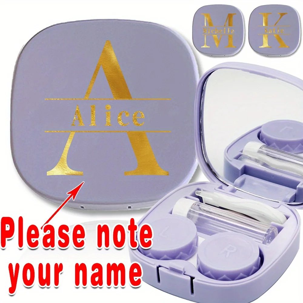 Customized Name Contact Lens Box Organizer with Mirror Protector Care Kit for Pocket Travel Accessories Personalized Pattern
