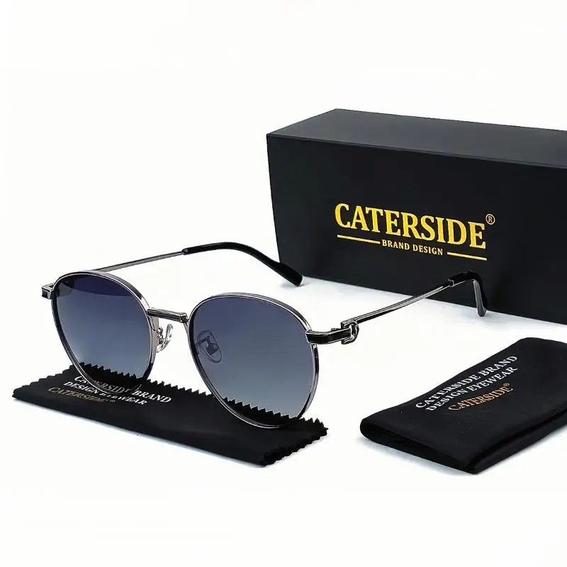 Caterside Retro Polarisierte Pilot Sonnenbrille Männer und Frauen Oval Metall Rahmen Sonnenbrille Party Outdoor Fahren Sport Shades Sommer – Detail 3