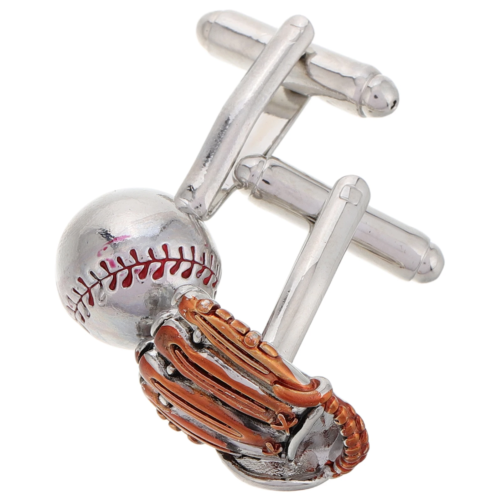 

2pcs Baseball Glove Cufflinks Silver Metal Studs for Men Dress Shirts Sleeve Links Business Party Jewelry Accessories