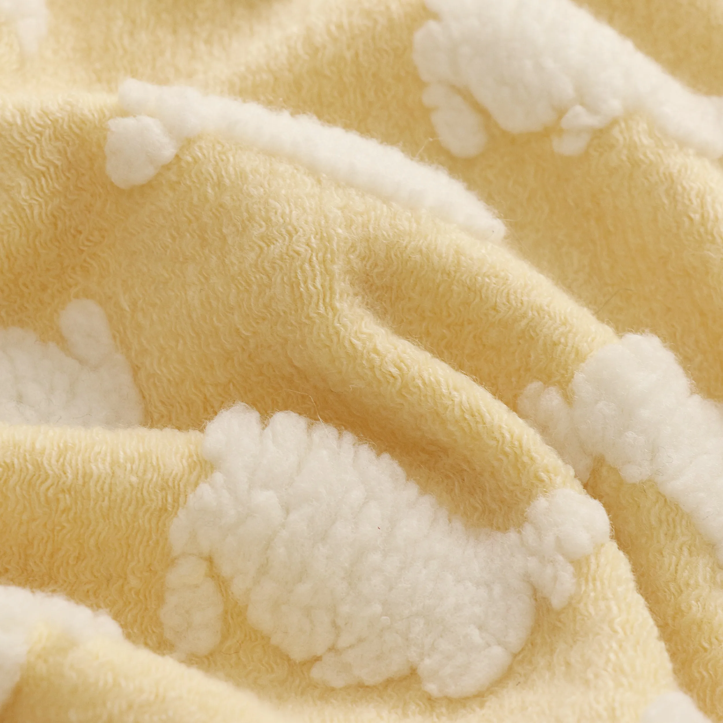 1yard Knitted Faux Woolen Warm Yellow Cute Bunny Jacquard Fabric Coat Sweatshirt Cloak Handmade DIY Cloth Sewing Accessories