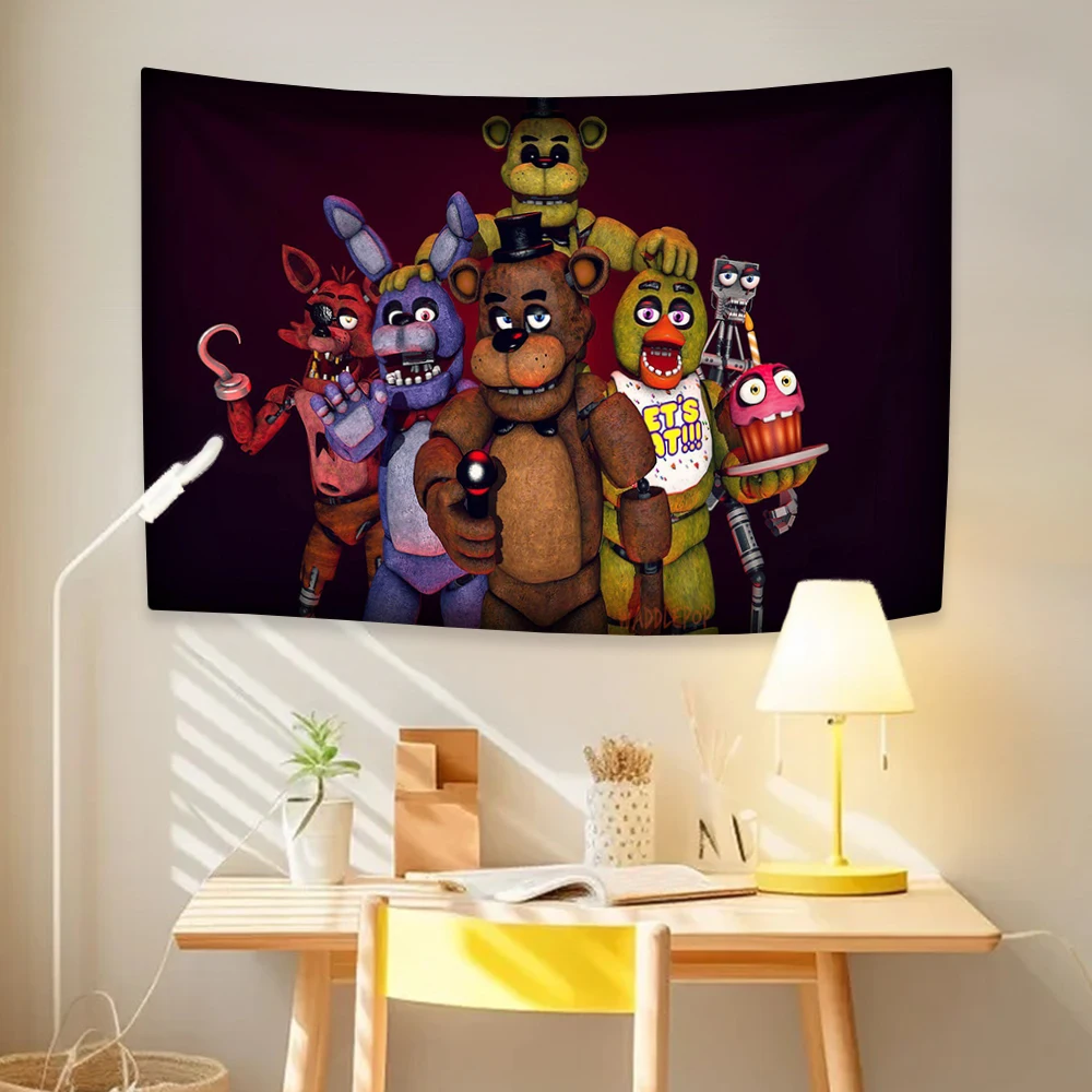 Classic Bear Game Tapestry Fnaf Prints Large Fabric Home Decor Wall Hanging Bedroom Living Room Background Friends Gift