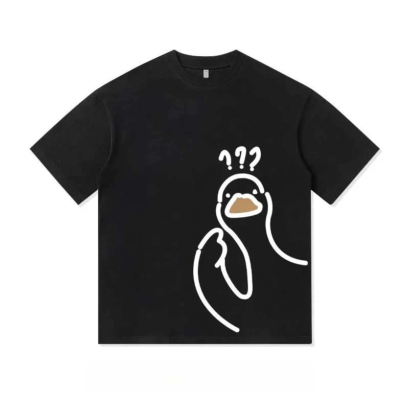 Funny Question Mark Duck Print T-Shirt Men Women High Quality Short Sleeve Top Harajuku Graphic Tees Sportswear