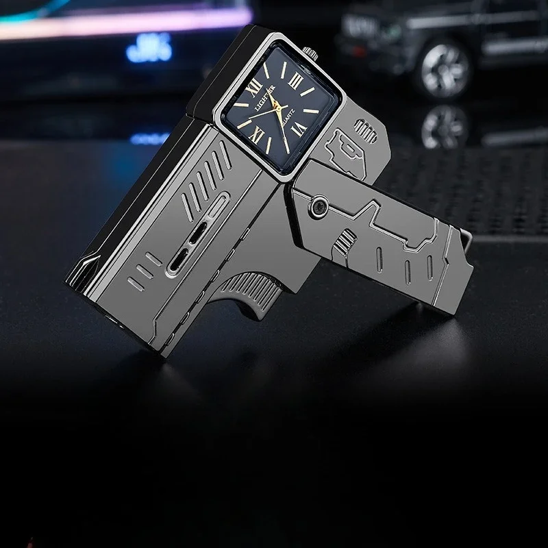 Nuevo teléfono de Gas butano, esfera de cuarzo, encendedor a prueba de viento de impacto directo, encendedor plegable de doble forma, accesorios para cigarrillos, regalo pequeño para hombres