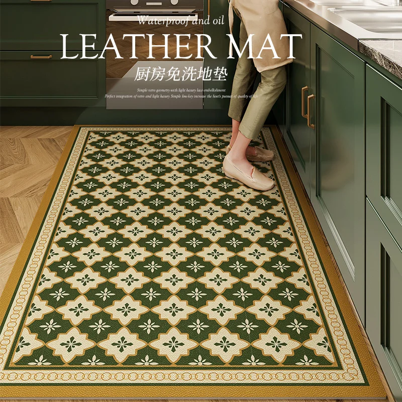 American Retro Carpets for Living Room Home Washable Kitchen Special Floor Mat Large Area Anti-fouling Carpet Pvc Leather Rug