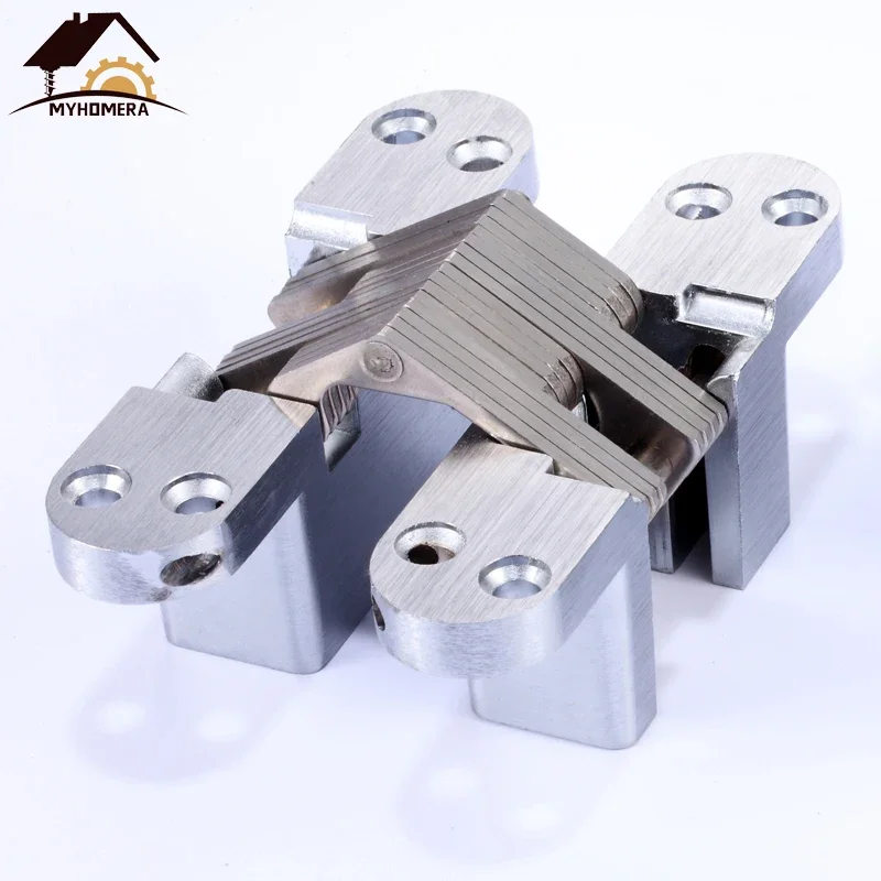 Stainless Steel Hidden Hinges 70-140mm Built-in Concealed Cross Heavy-loading Folding Door Hinge Furniture Hardware 180 Degree image 3