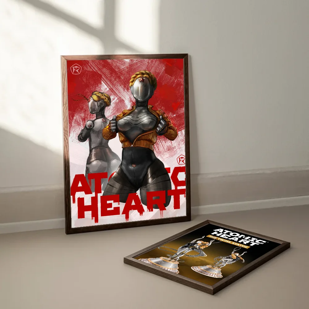 Atomic Heart Vintage Vintage Posters Sticky Retro Kraft Paper Sticker DIY Room Bar Cafe Kawaii Room Decor