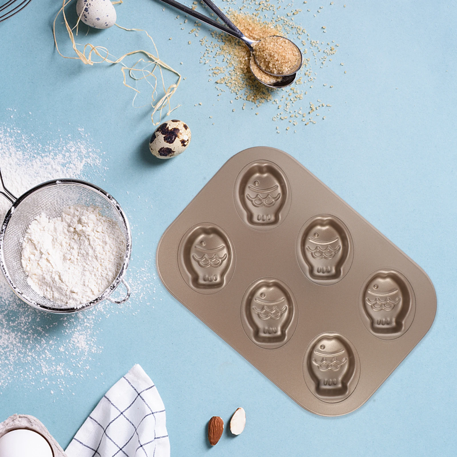 

Small Fish Cake Mold Cartoon Bakeware Carbon Steel Muffin Tray Non Stick Kitchen Baking Dishes Tea Party