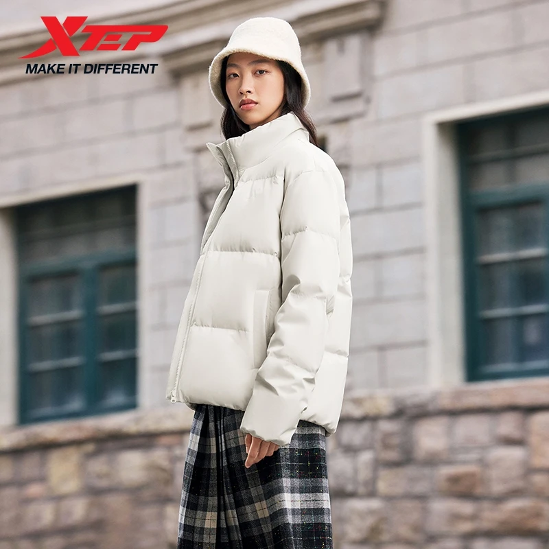 Xtep أسفل سترة للرجال والنساء التفاف قوي الترفيه مريحة موضة الوقوف طوق تأثير مقاومة معطف 875427190115 #5