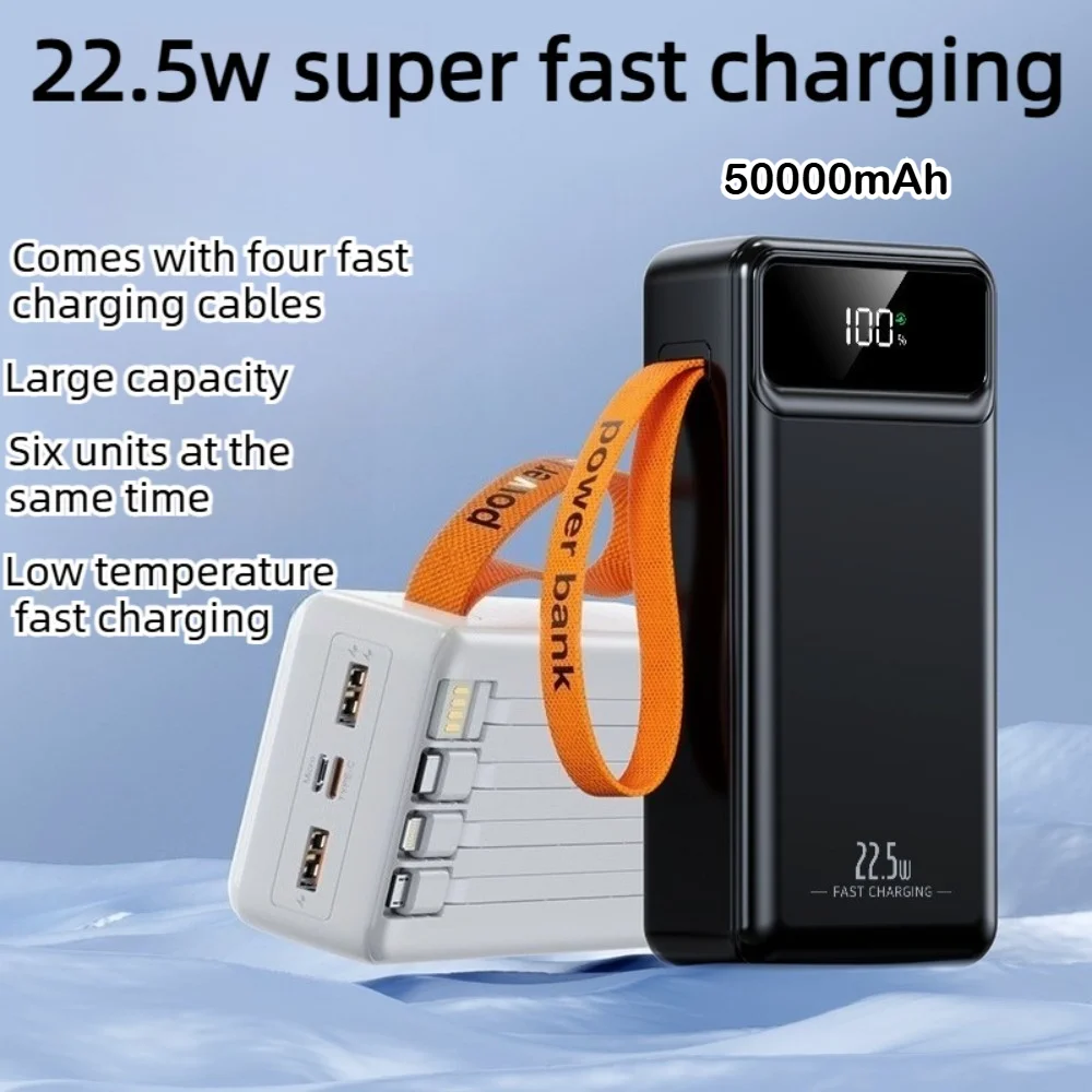 22.5W Super Fast Charging Power Bank with Built-in Cable, 30000mAh & 50000mAh Portable Universal Phone Charger