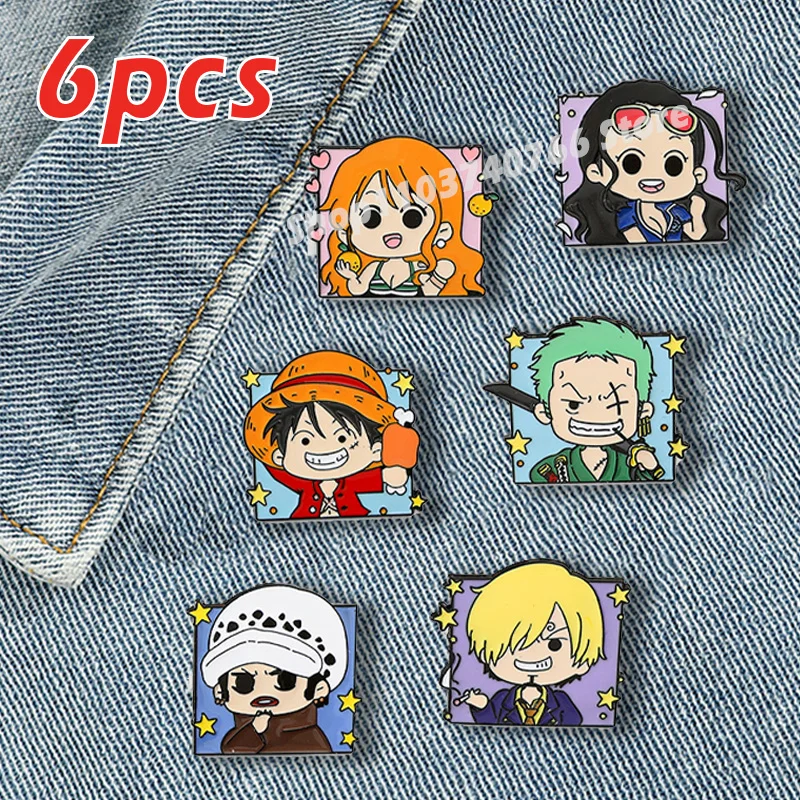 1set One Piece Enamel Pins Anime Figure Luffy Zoro Nami Boa Hancock Lapel Pin Badge Decoration Jewelry Accessories for Men Women