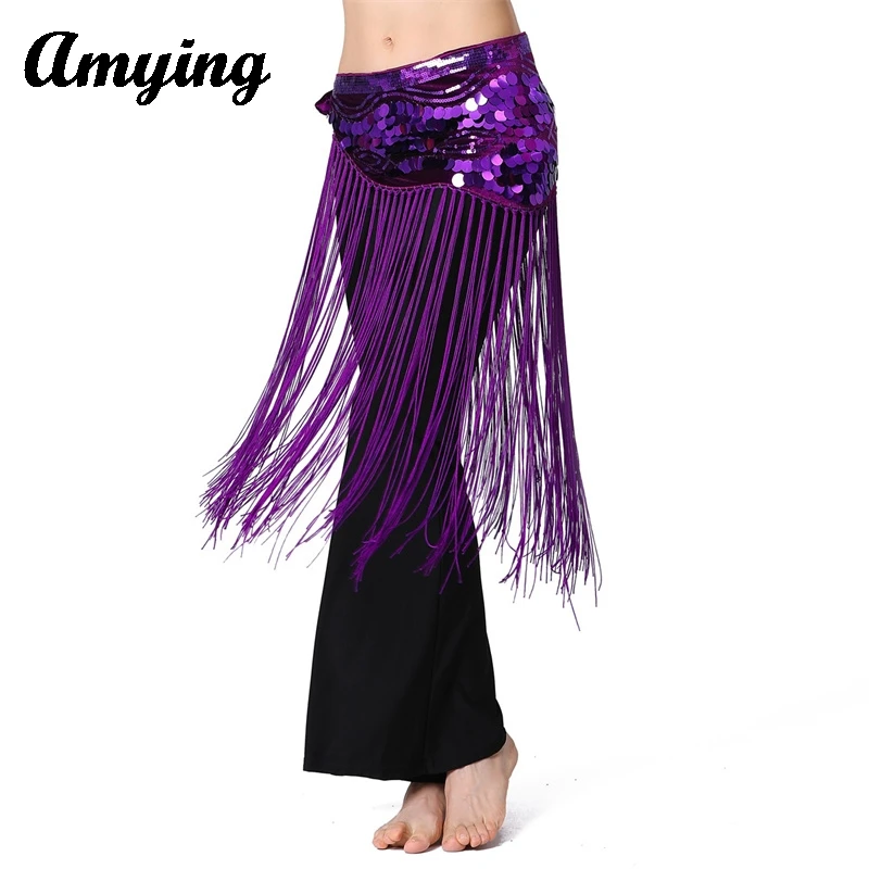 

Women Sequin Long Tassel Waist Chain Belly Dance Bag Buttocks Skirt Belly Dance Hip Scarf Skirt Dynamic Belly Dance Waist Chain