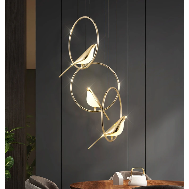 

Modern Magpie LED Lamp Luxury Bird Pendant Light For Hallway Living Room Bedroom Dining Room Decor Gold Bird Ceiling Chandelier