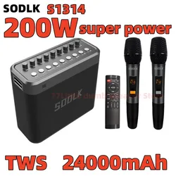 SODLK S1314 Highpower 200W Wireles Bluetooth Speaker Outdoor Karaoke Sound 4 Horn Heavy Bass 24000mAh Battery Super-long Standby