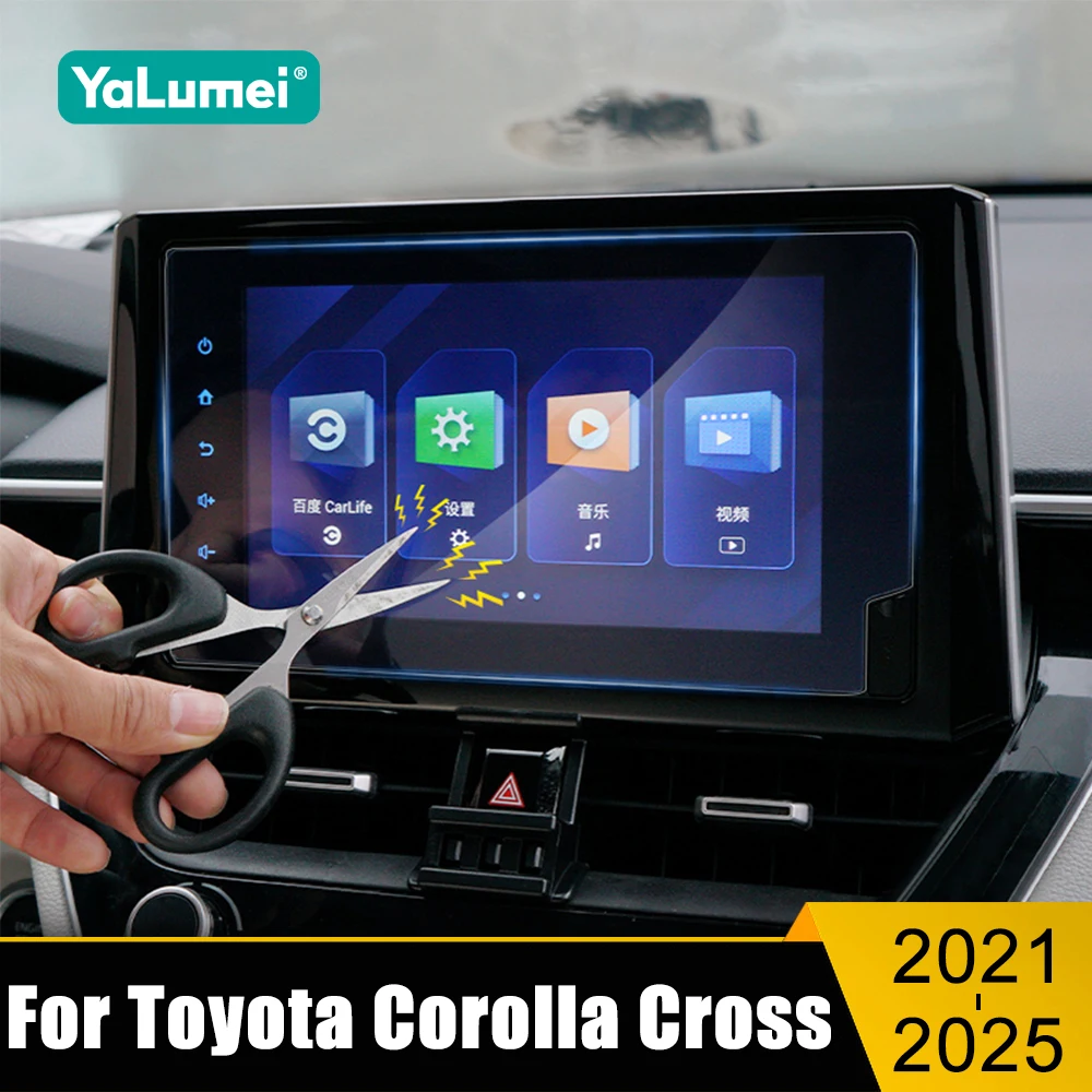 

For Toyota Corolla Cross XG10 2021 2022 2023 2024 2025 Hybrid Tempered Glass Car Navigation Screen Protector Film LCD Sticker