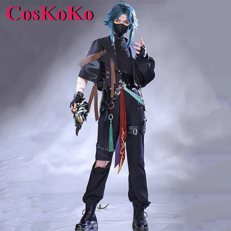 Coskoko xiao cosplay anime spiel genshin impact kostüm dark scream haut mode schöne uniform halloween rollenspiel kleidung neu