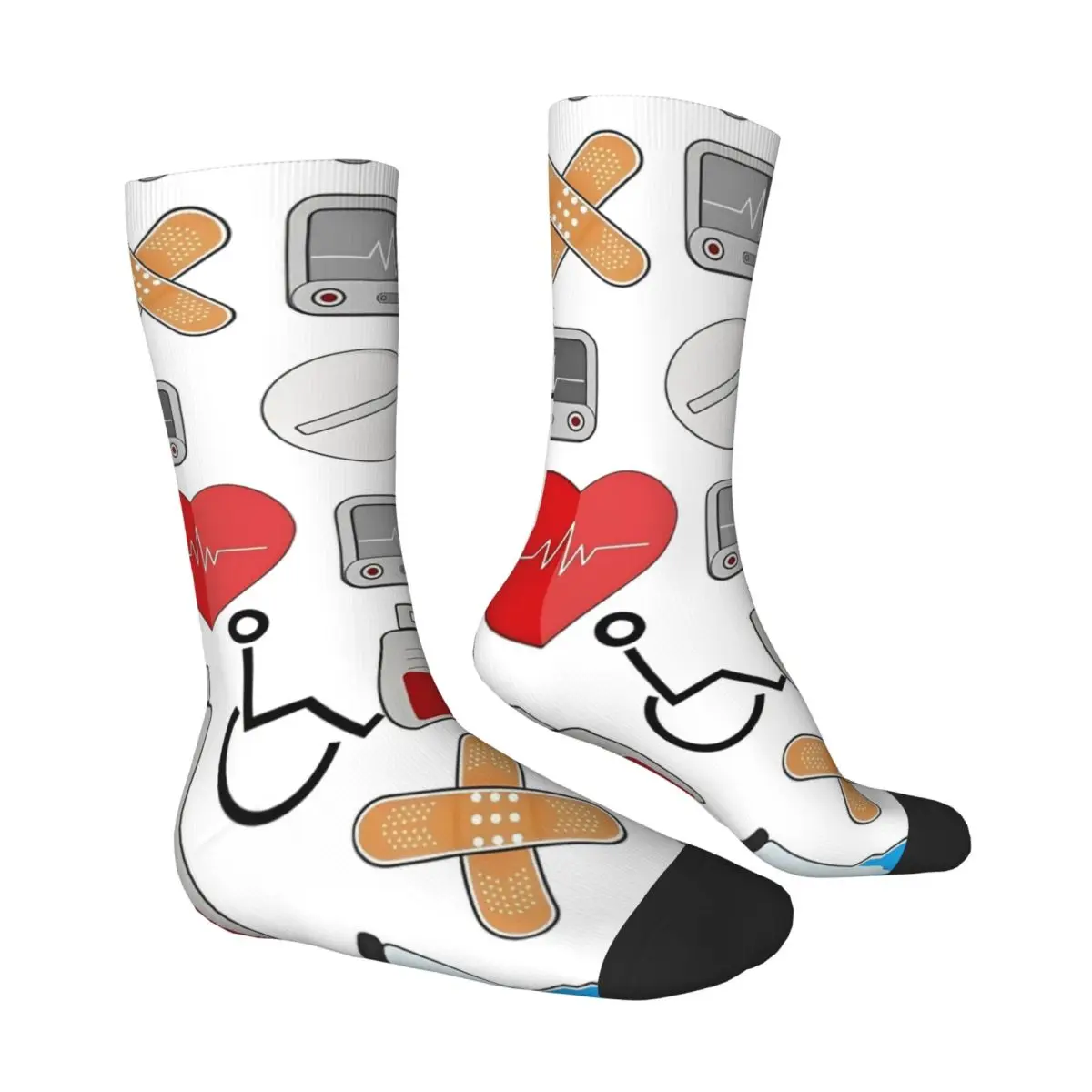 الرموز الطبية على جوارب بيضاء مخصصة عارضة الجوارب الشتاء المضادة للبكتيريا الجوارب الرجال الجري الجوارب الناعمة