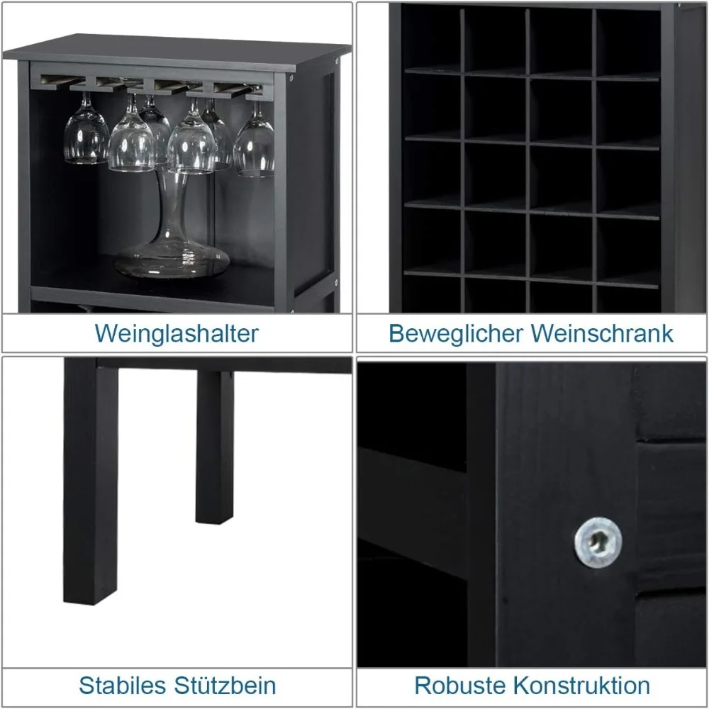 Afbeelding 7: Wijnkast voor 20 bottles, wooden wine rack with glass holder, bottlesrek, bottle stand, wine stand for keuken, bar, 42 x 2