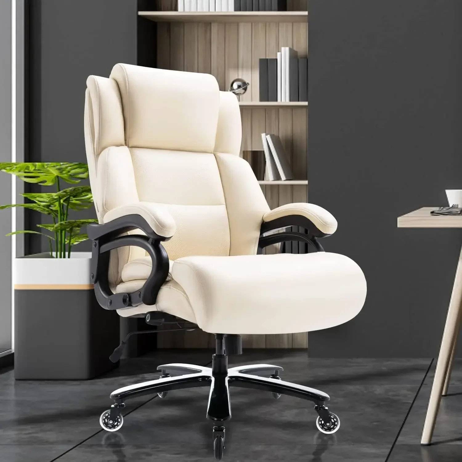 

Регулируемая поясничная опора, сверхмощное металлическое основание, тихие резиновые колеса, высокая спинка, большой компьютерный стол, вращающееся кресло