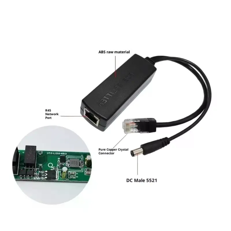 1Pcs IEEE 802.3af Output Power Over Ethernet Splitter Adapter POE Splitter 5V/48V Security System Plug And Play