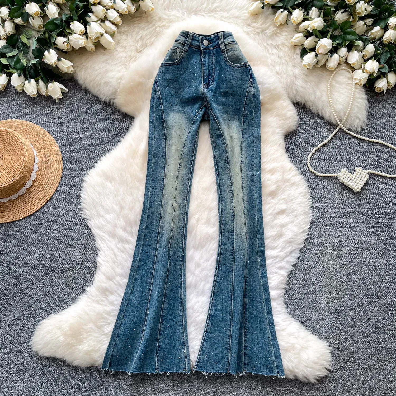 

Denim Pant Women Jeans Vintage Long Flare Pants Slim Fit High Waist Straight Trousers Y2k Streetwear Elegant Work Casual 2026