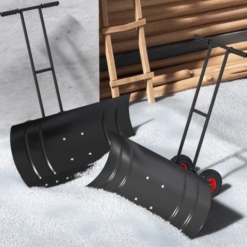 Wheeled snow shovel with wheels, outdoor large winter snow sweeping tool,snow clearing artifact,hand pushed snow shovel