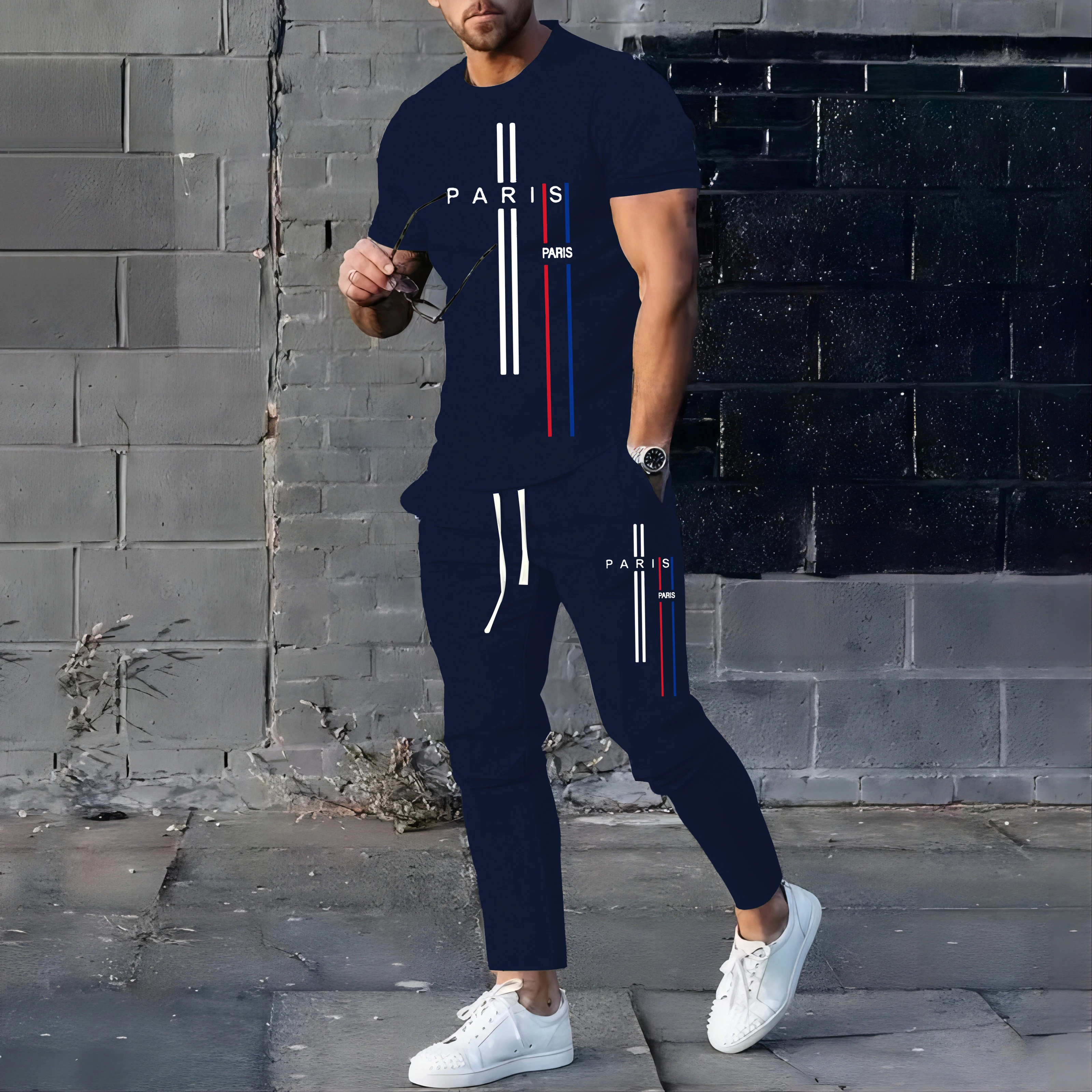 2024 estate nuovi pantaloni sportivi da calcio da uomo alla moda Set di pantaloni Casual a maniche corte da Jogging abbigliamento Fitness