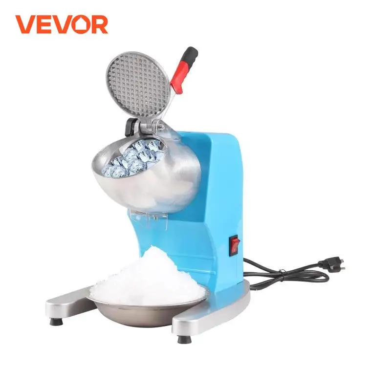 VEVOR Ice Crushers Machine Electric Snow Cone Maker with 4 Blades Stainless Steel Shaved Ice Machine 300W Ice Shaver Machine