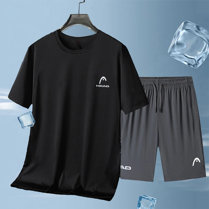 New Summer Men's Sportswear Men's Breathable Tennis Shorts Suit Quick-drying Badminton Short-sleeved Outdoor Running T-shirt