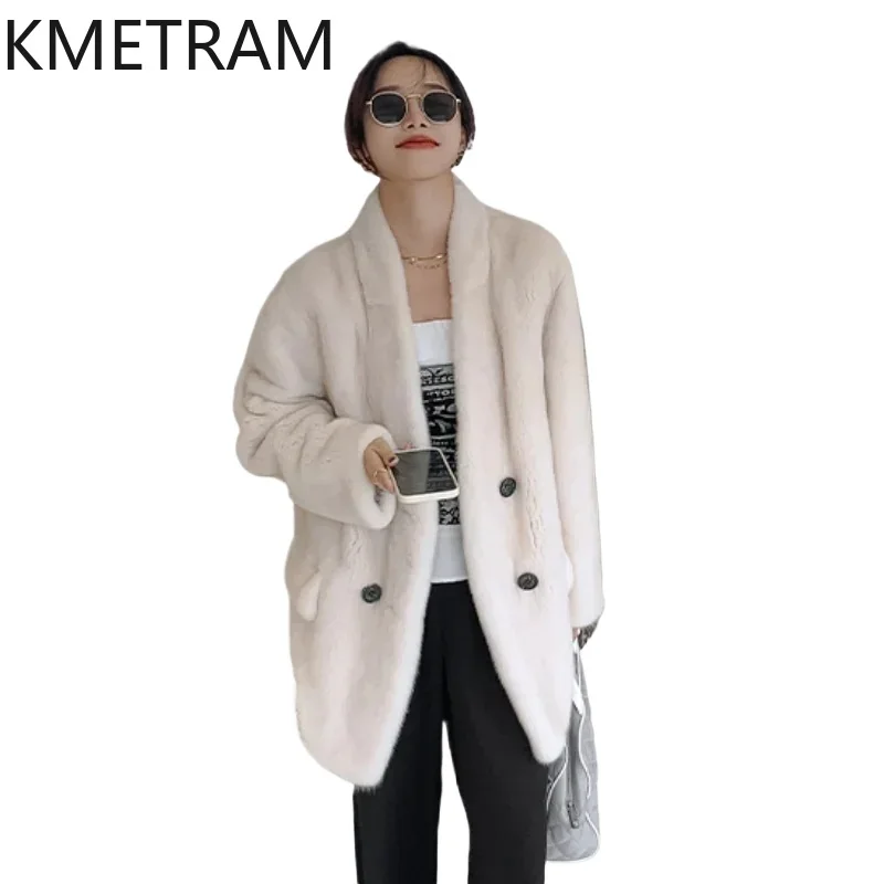 Natural Mink Fur Jacket Womans Clothing Mid Length Fur Coat Women High Quality Jackets for Winter New in Coats шуба женская 2024