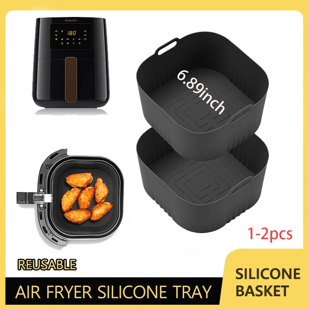 

Rectangle Air Fryer Silicone LinersTray for 4-5L HD9252 HD9200 HD9255 Heat Resistant Air Fryer Basket AirFryer Accessories